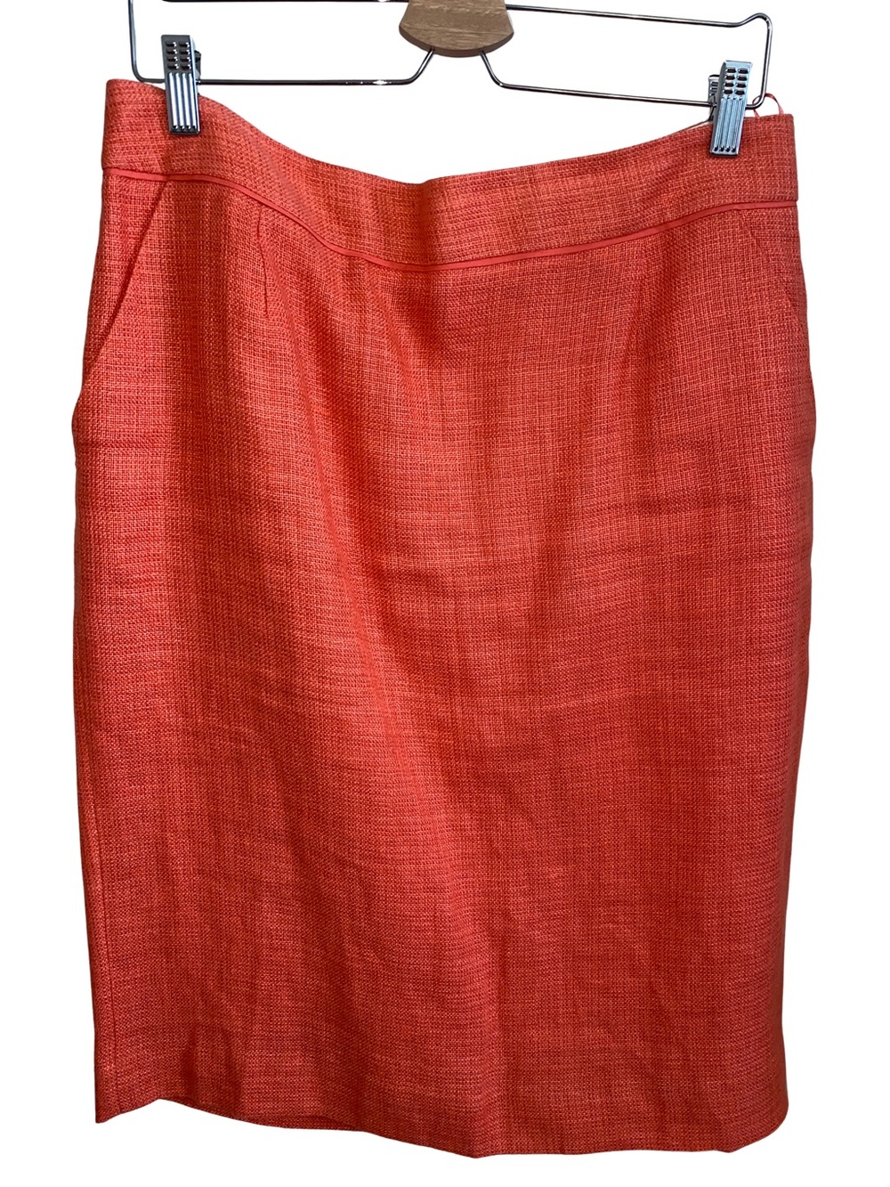 J. Crew Tailored Linen / Jute Coral Pencil Skirt Size 14